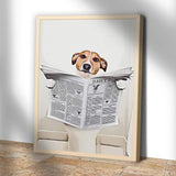 Dog Reading Newspaper Portrait Canvas Wall Art - Tailored Canvases - Flyclothing LLC