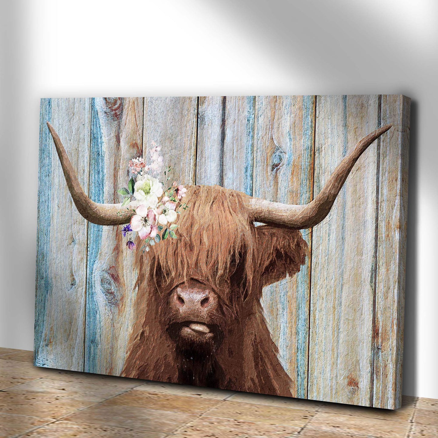 Highland Cow Rustic Painting Canvas Wall Art - Tailored Canvases - Flyclothing LLC