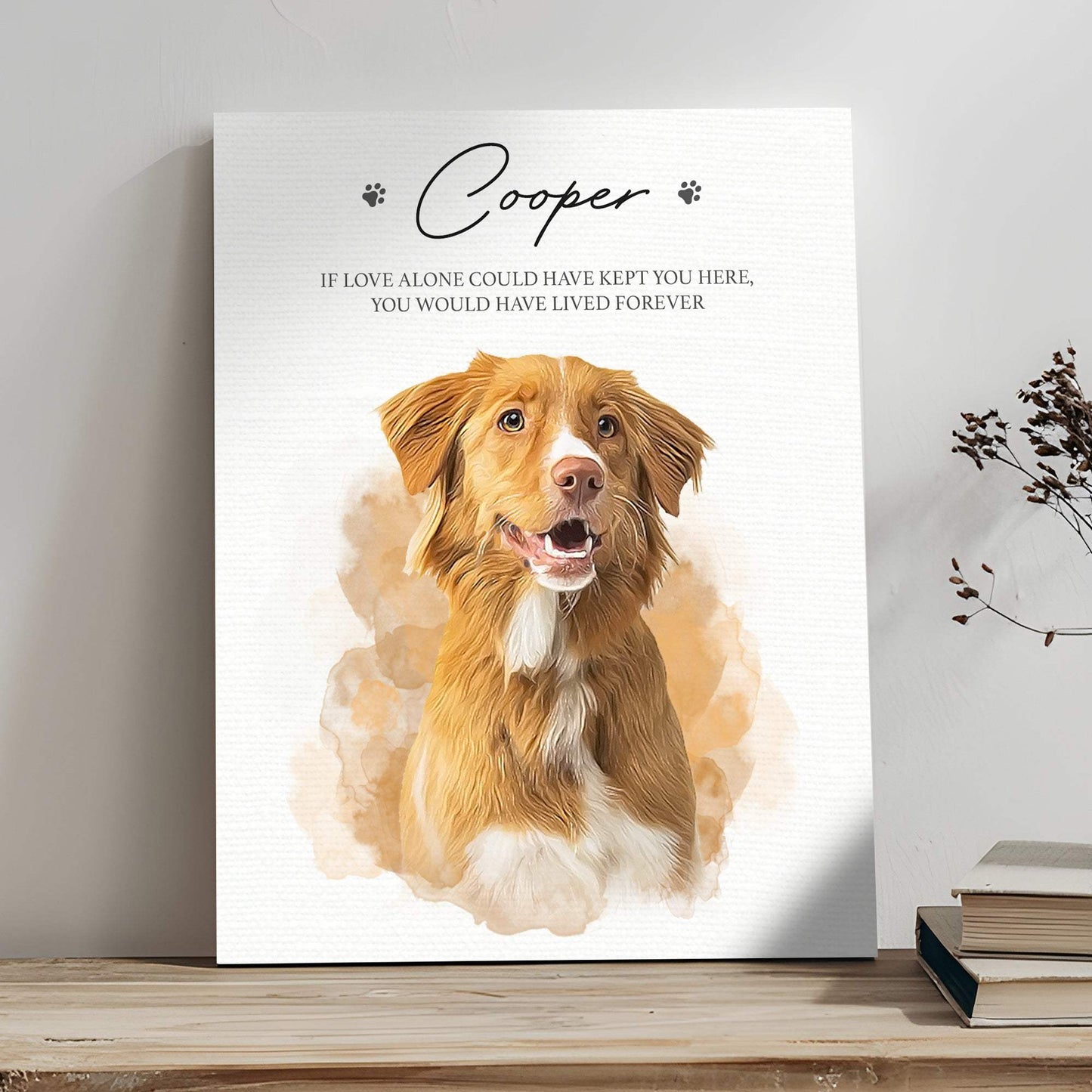 Pet Memorial Portrait Watercolor Sign If Love Alone - Tailored Canvases - Flyclothing LLC