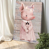 Simple Ribbon Dress Pig Canvas Wall Art - Tailored Canvases - Flyclothing LLC