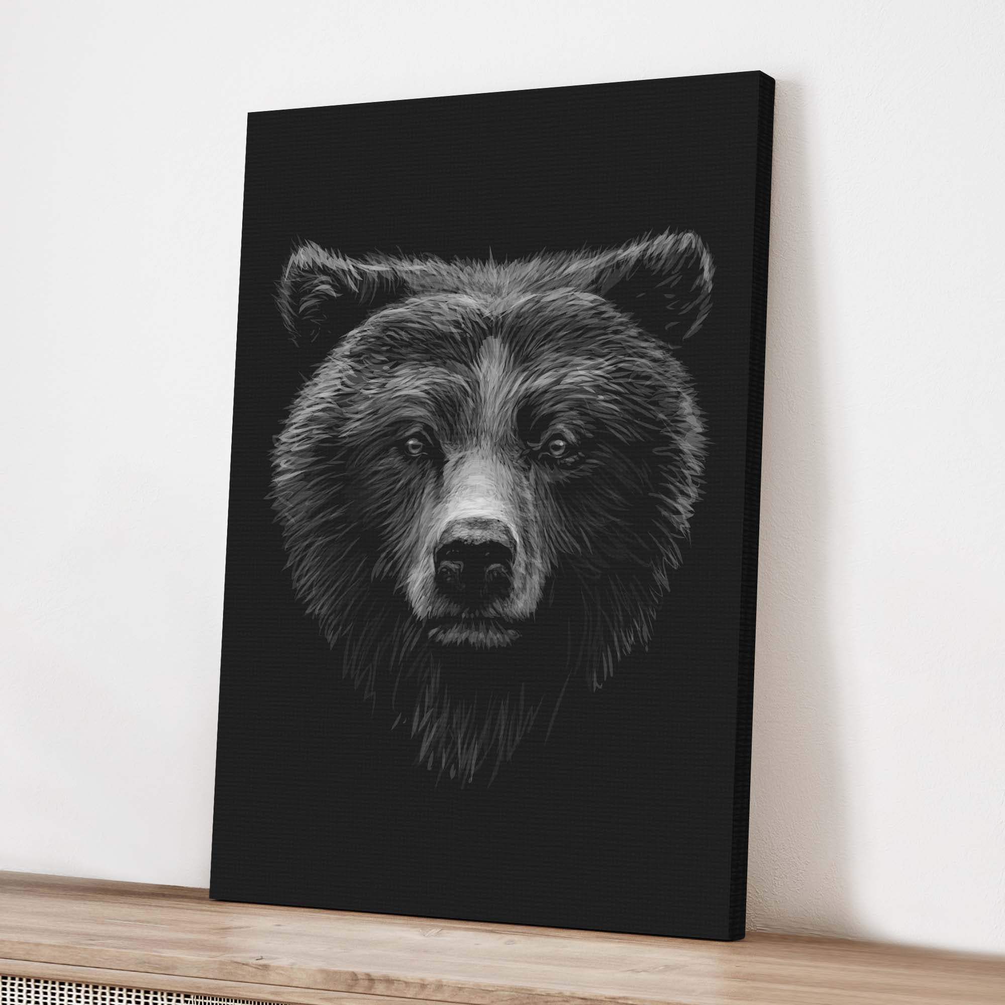 Animals Forest Bear Monochrome Canvas Wall Art - Tailored Canvases - Flyclothing LLC