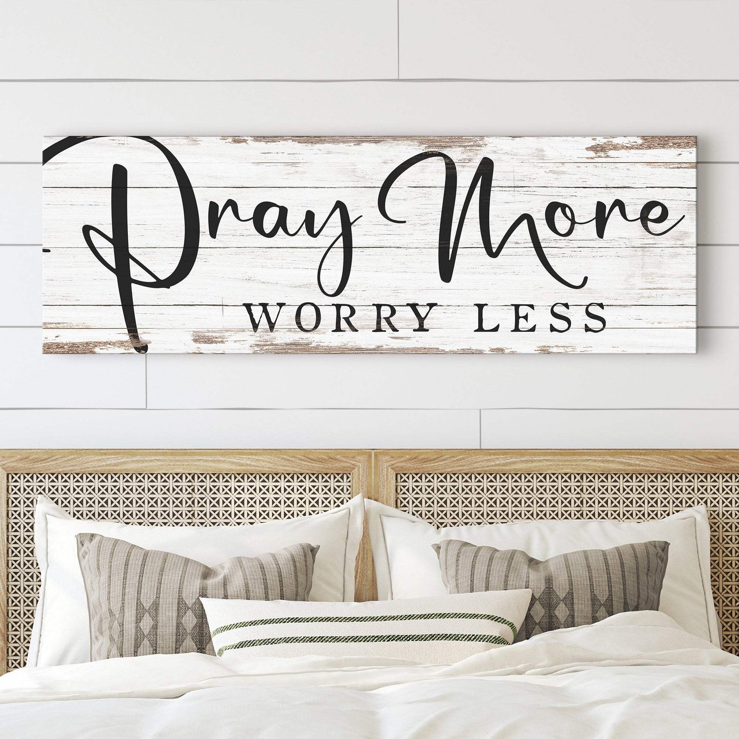 Pray More Worry Less Faith Sign III - Tailored Canvases - Flyclothing LLC