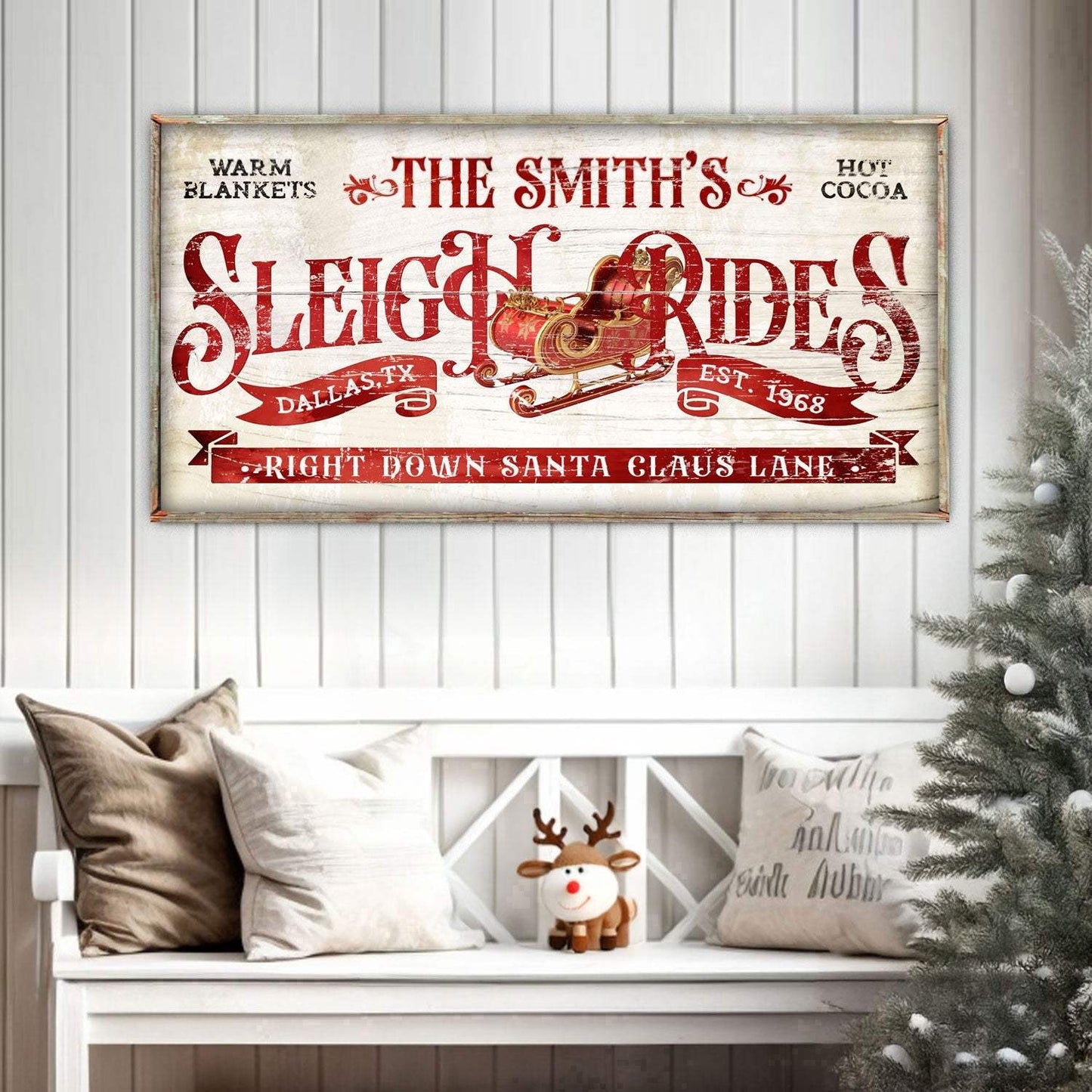 Sleigh Rides Christmas Sign III - Tailored Canvases - Flyclothing LLC