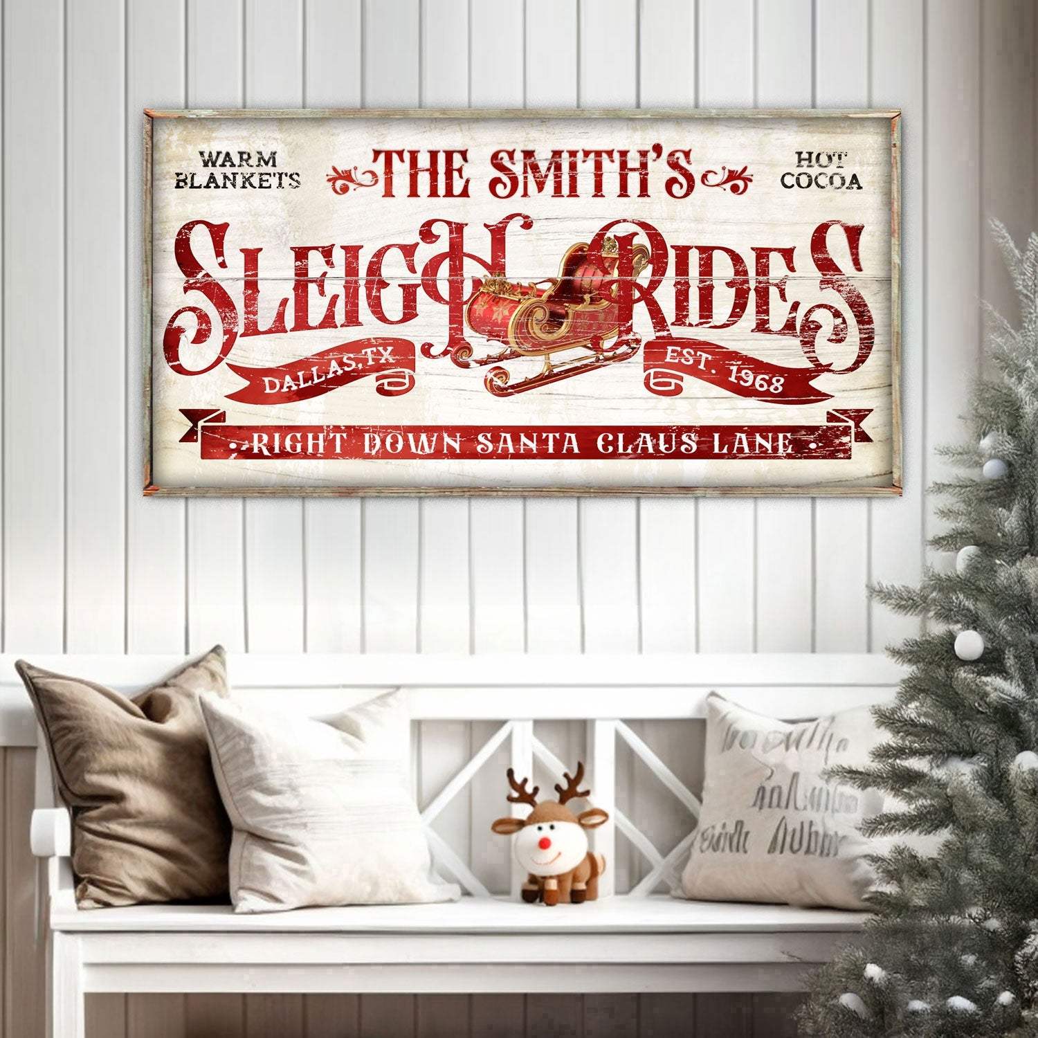 Sleigh Rides Christmas Sign III - Tailored Canvases - Flyclothing LLC