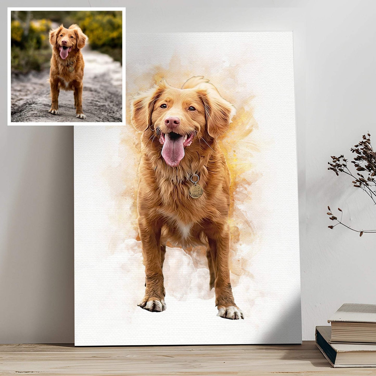 Pet Memorial Portrait Watercolor Sign - Tailored Canvases - Flyclothing LLC