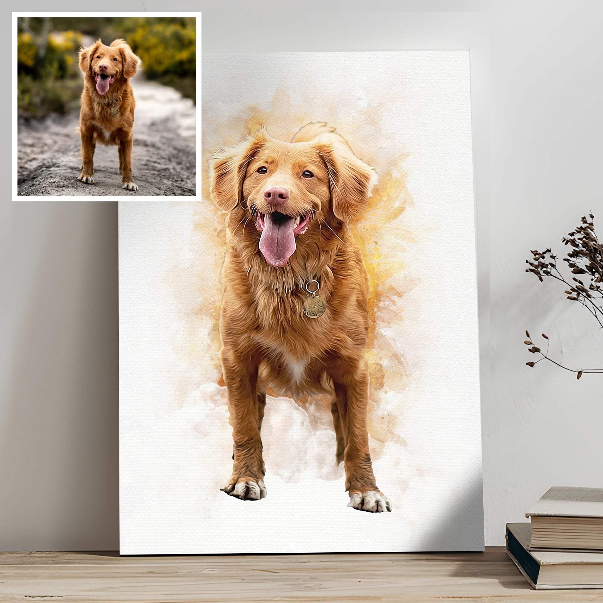 Pet Memorial Portrait Watercolor Sign - Tailored Canvases - Flyclothing LLC