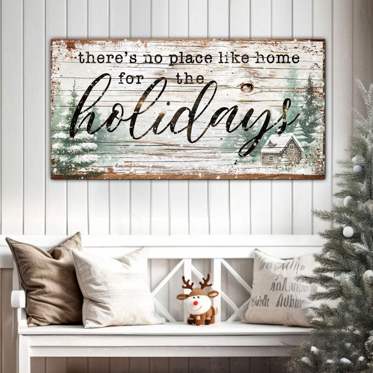 There's No Place Like Home For The Holidays Christmas Sign III - Tailored Canvases - Flyclothing LLC