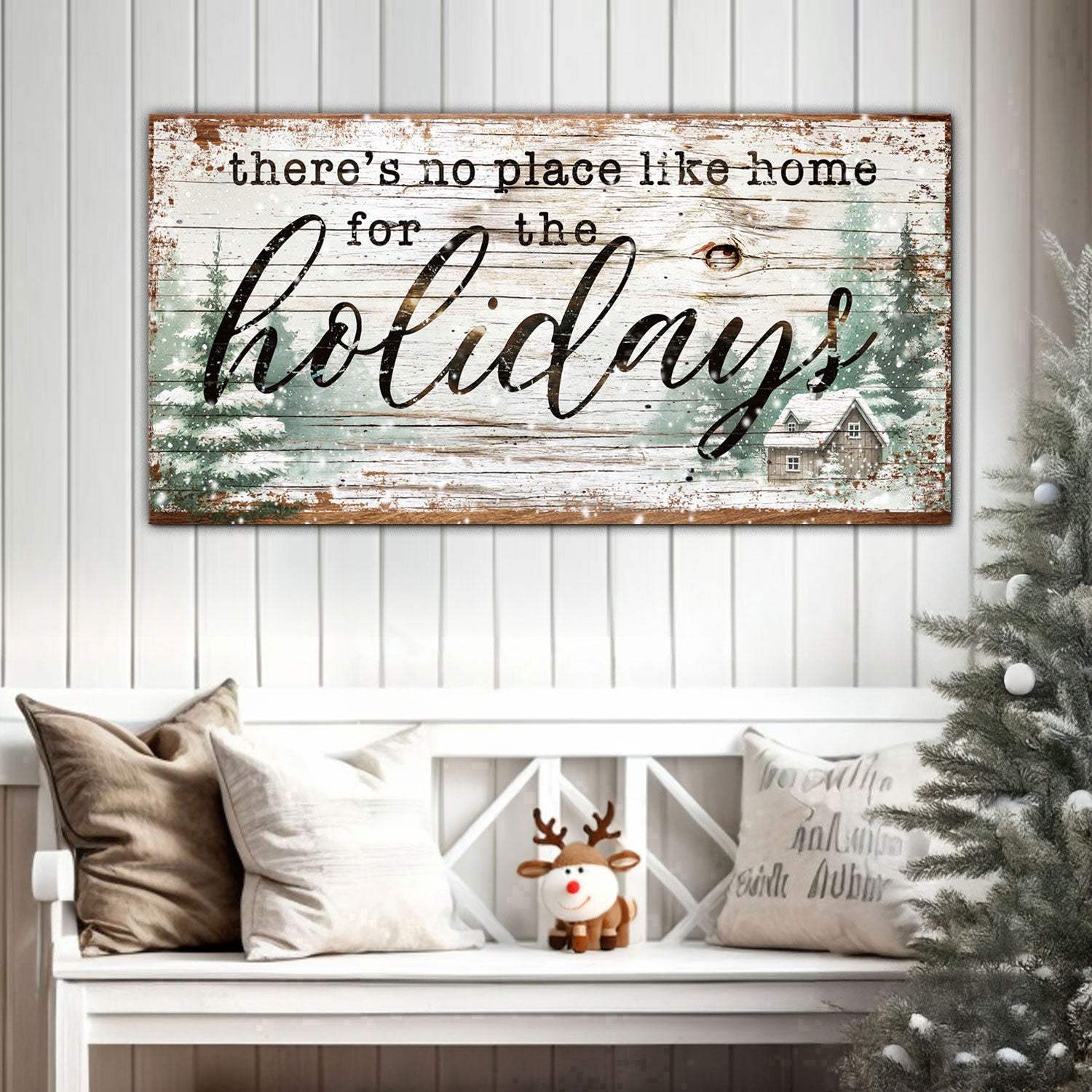 There's No Place Like Home For The Holidays Christmas Sign III - Tailored Canvases - Flyclothing LLC