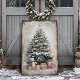 Vintage Christmas Tree With Gifts Wall Art II - Tailored Canvases - Flyclothing LLC