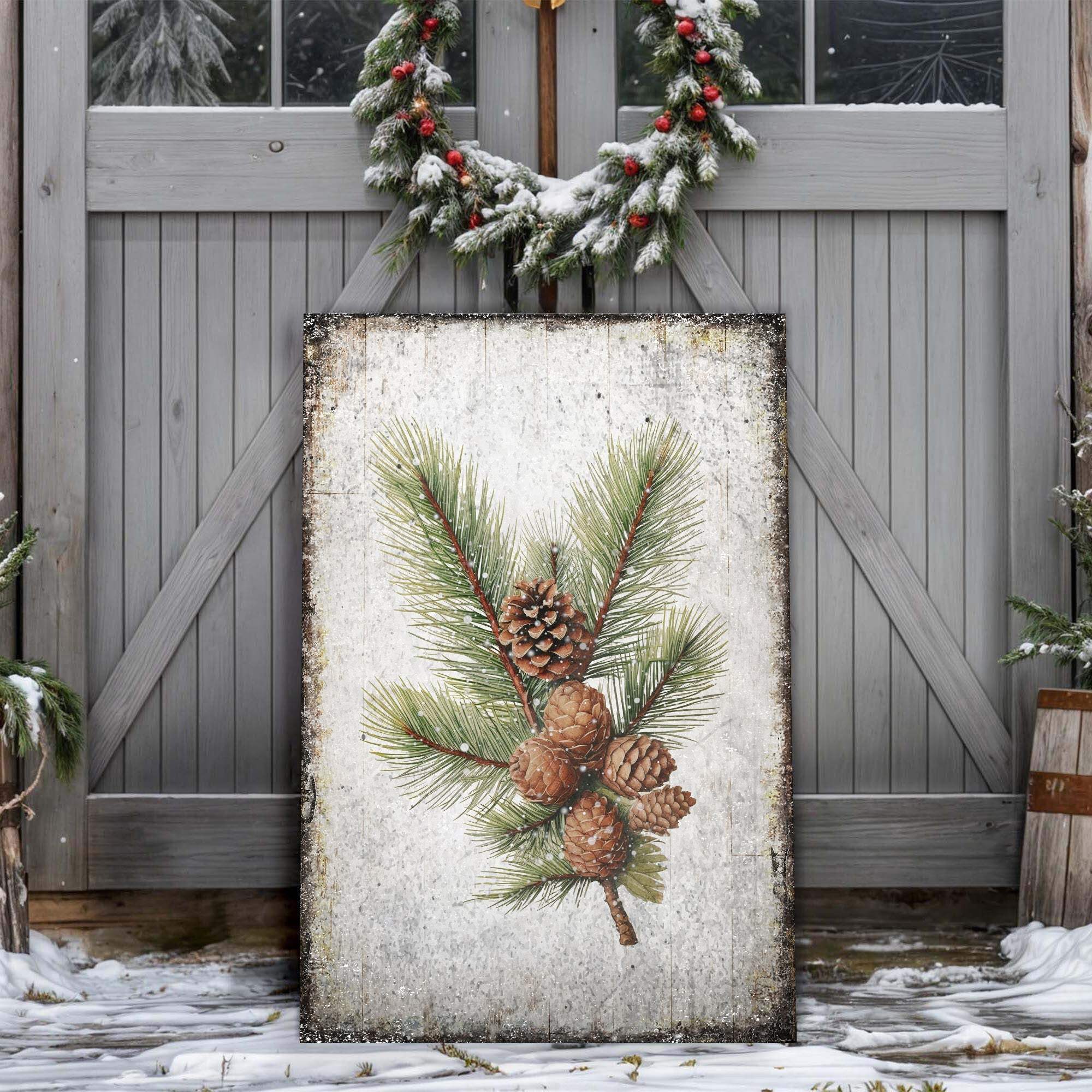 Vintage Winter Pine Cone Christmas Wall Art IV - Tailored Canvases - Flyclothing LLC
