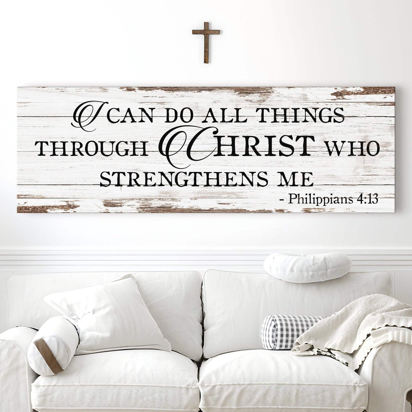 I Can Do All Things Through Christ Who Strengthens Me Faith Sign III - Tailored Canvases - Flyclothing LLC