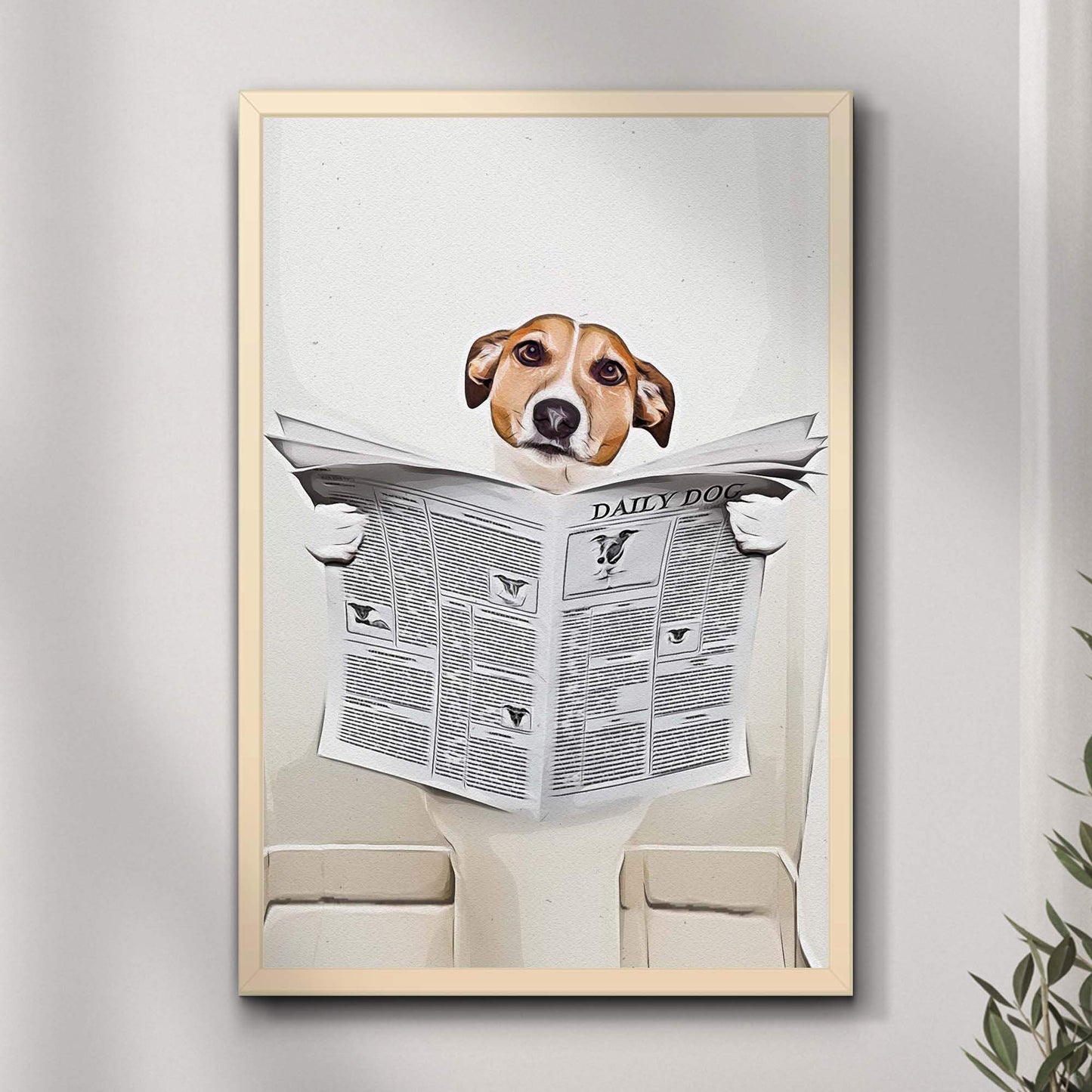 Dog Reading Newspaper Portrait Canvas Wall Art - Tailored Canvases - Flyclothing LLC