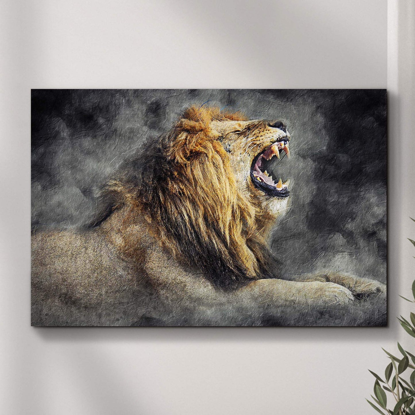 Lion Yawn Painting Canvas Wall Art - Tailored Canvases - Flyclothing LLC