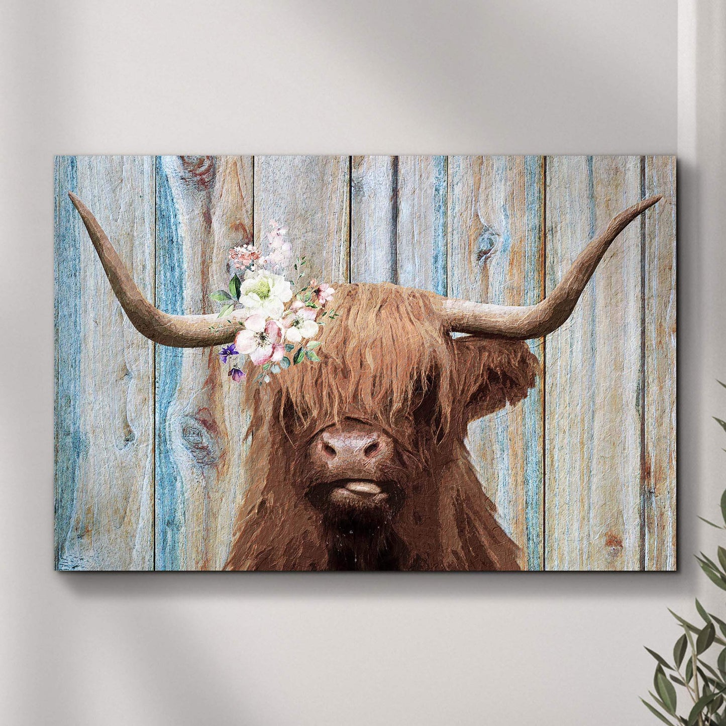 Highland Cow Rustic Painting Canvas Wall Art - Tailored Canvases - Flyclothing LLC
