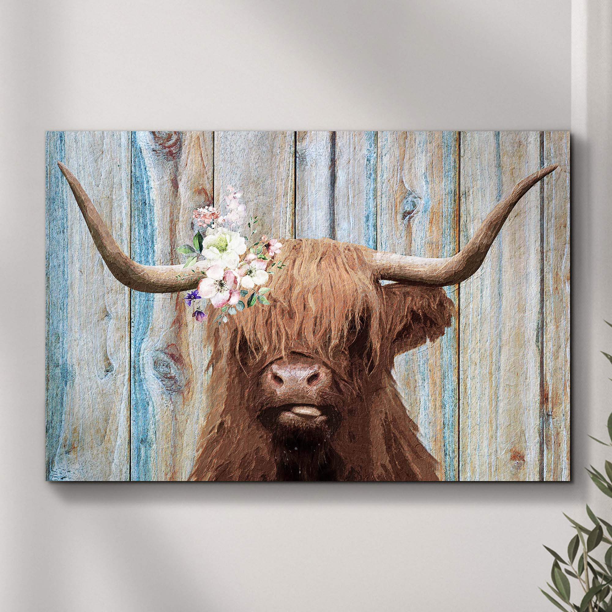 Highland Cow Rustic Painting Canvas Wall Art - Tailored Canvases - Flyclothing LLC