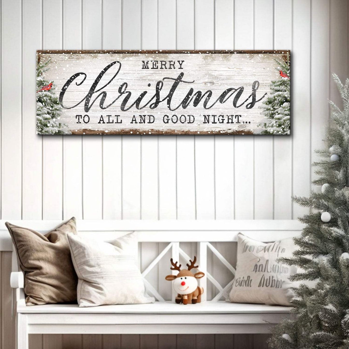 Merry Christmas To All And Goodnight Sign - Tailored Canvases - Flyclothing LLC