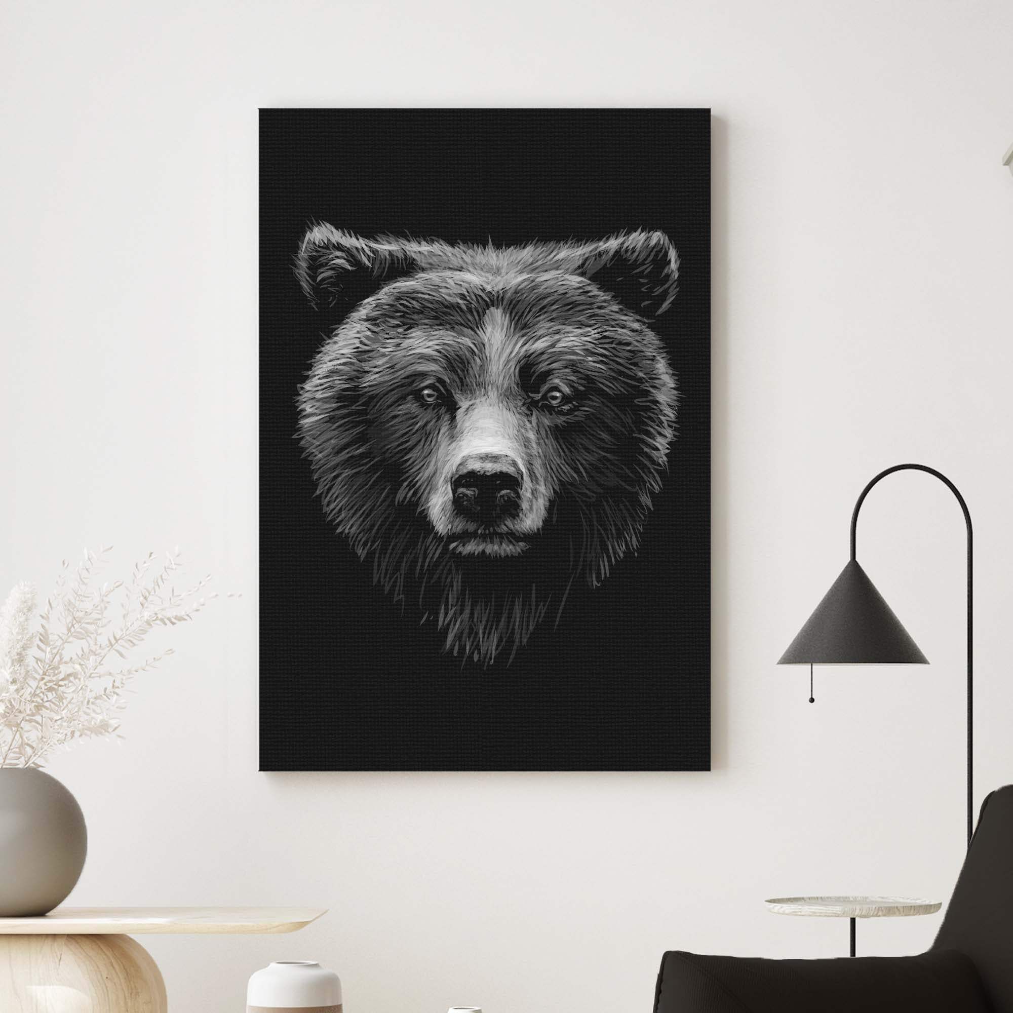 Animals Forest Bear Monochrome Canvas Wall Art - Tailored Canvases - Flyclothing LLC