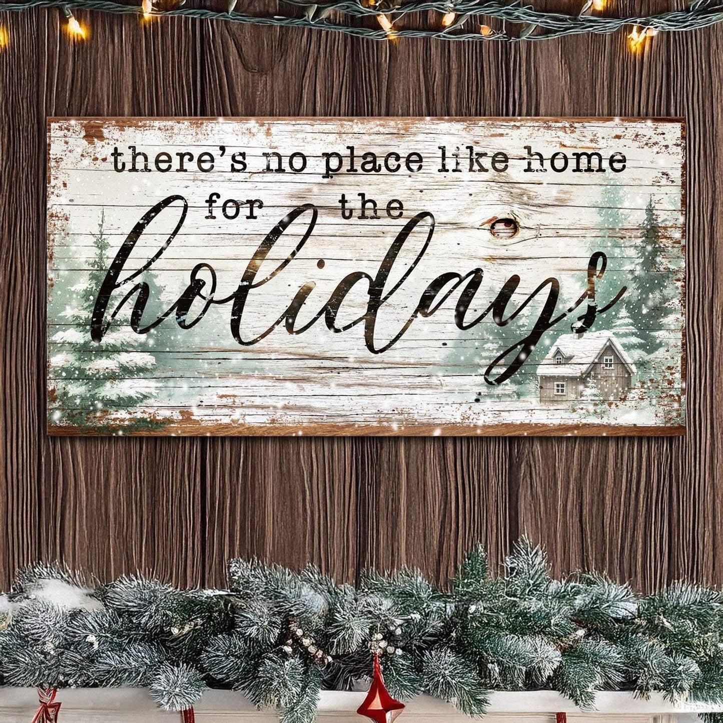 There's No Place Like Home For The Holidays Christmas Sign III - Tailored Canvases - Flyclothing LLC
