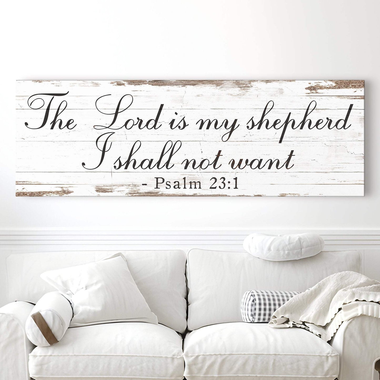 The Lord Is My Shepherd I Shall Not Want Psalm 23:1 Faith Sign II - Tailored Canvases - Flyclothing LLC