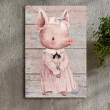 Simple Ribbon Dress Pig Canvas Wall Art - Tailored Canvases - Flyclothing LLC