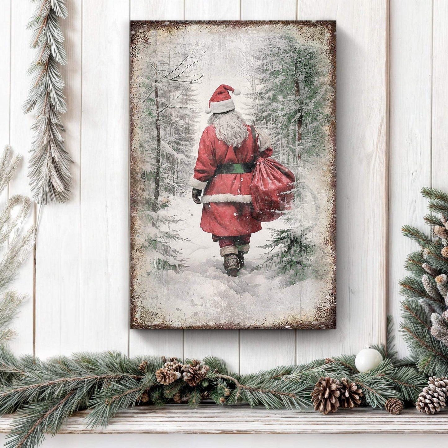 Vintage Christmas Santa Claus Wall Art V - Tailored Canvases - Flyclothing LLC