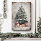 Vintage Christmas Tree With Gifts Wall Art II - Tailored Canvases - Flyclothing LLC