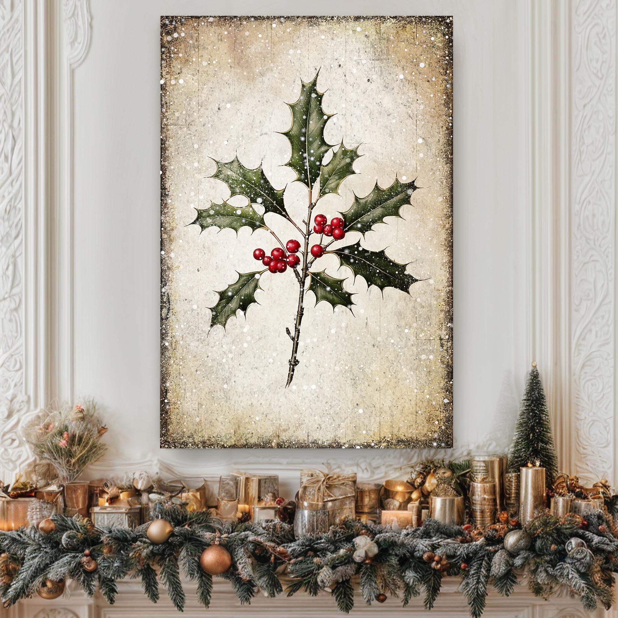 Christmas Holly Wall Art II - Tailored Canvases - Flyclothing LLC