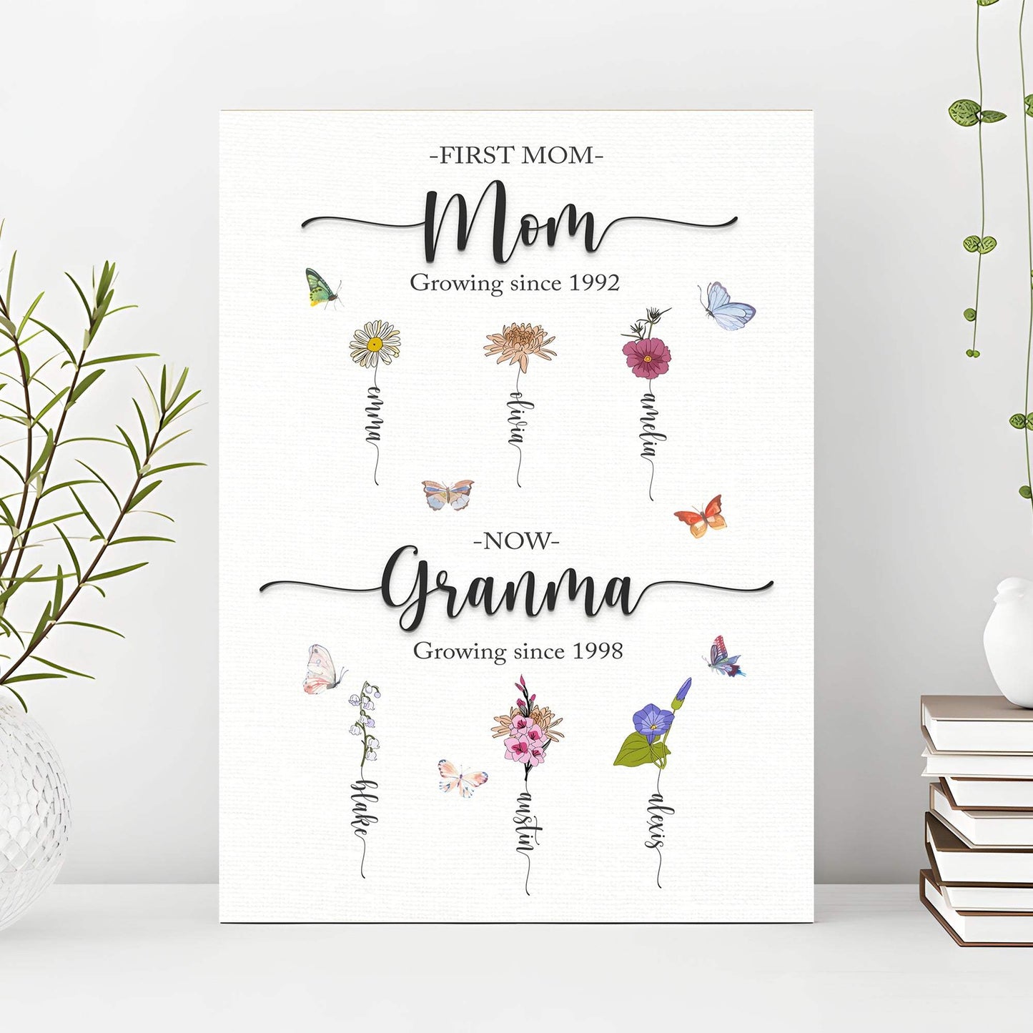 Mother's Day Sign Kids Birth Flowers - Tailored Canvases - Flyclothing LLC