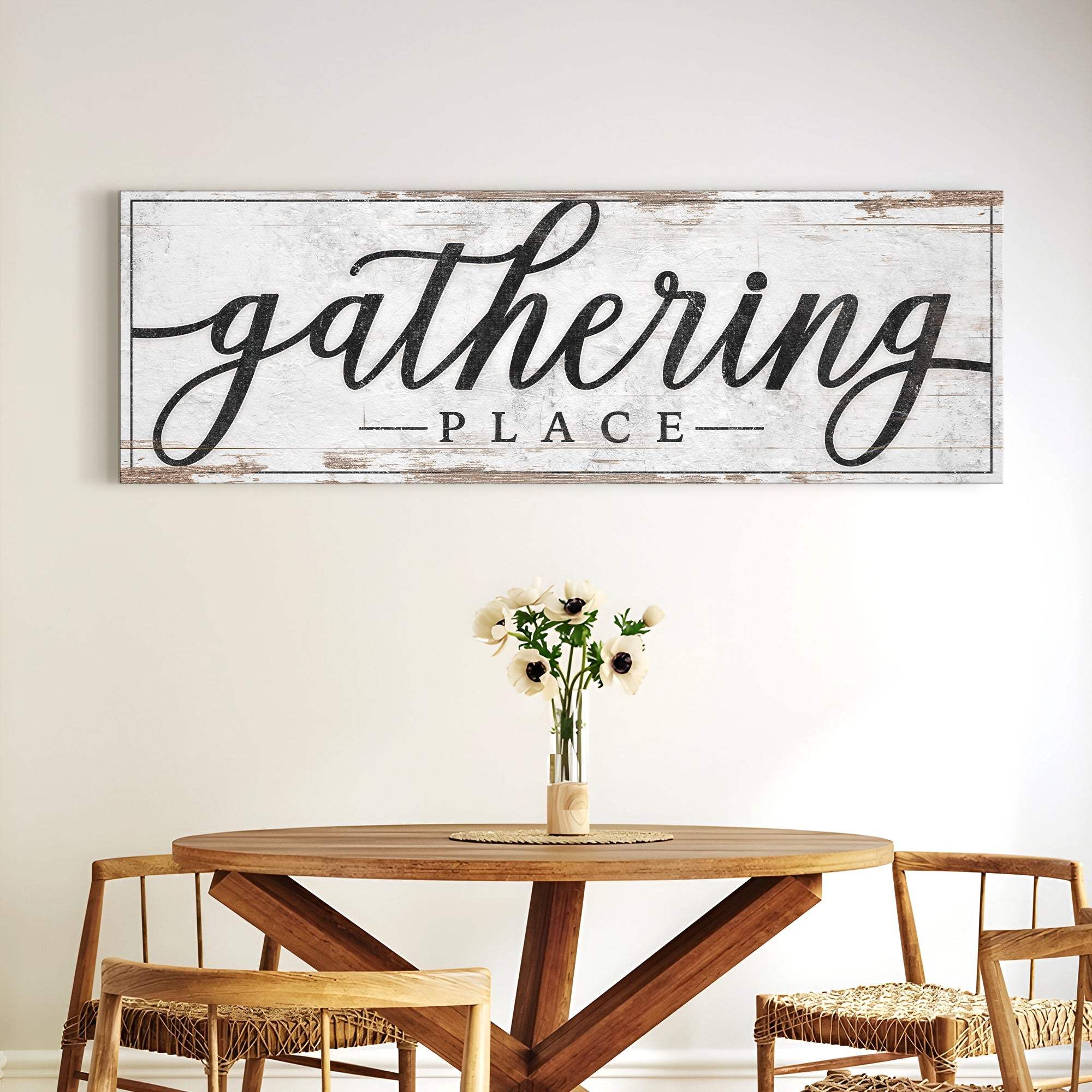 Gathering Place Kitchen Sign Decor | Dining Room Canvas Wall Art | Thanksgiving Sign Wall Art | Kitchen Wall Decor | Living Room Wall Decor - Tailored Canvases - Flyclothing LLC