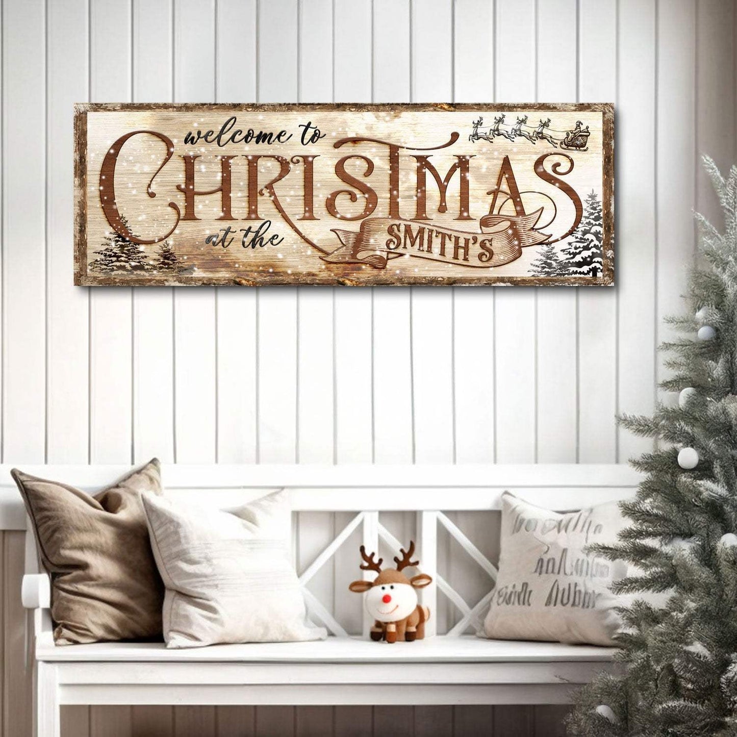 Family Welcome To Christmas Sign - Tailored Canvases - Flyclothing LLC