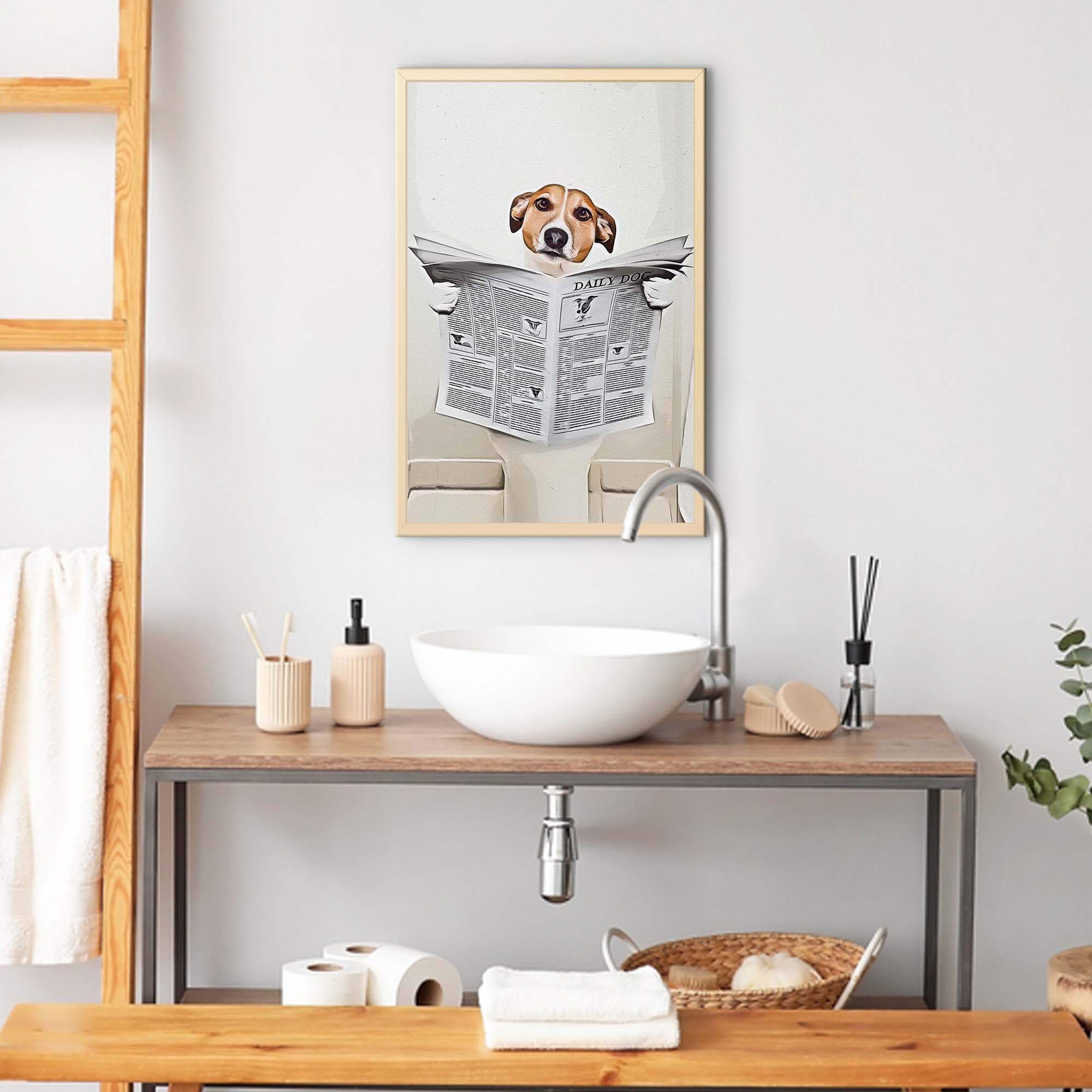 Dog Reading Newspaper Portrait Canvas Wall Art - Tailored Canvases - Flyclothing LLC