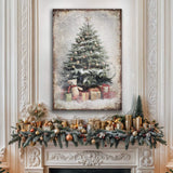 Vintage Christmas Tree With Gifts Wall Art II - Tailored Canvases - Flyclothing LLC