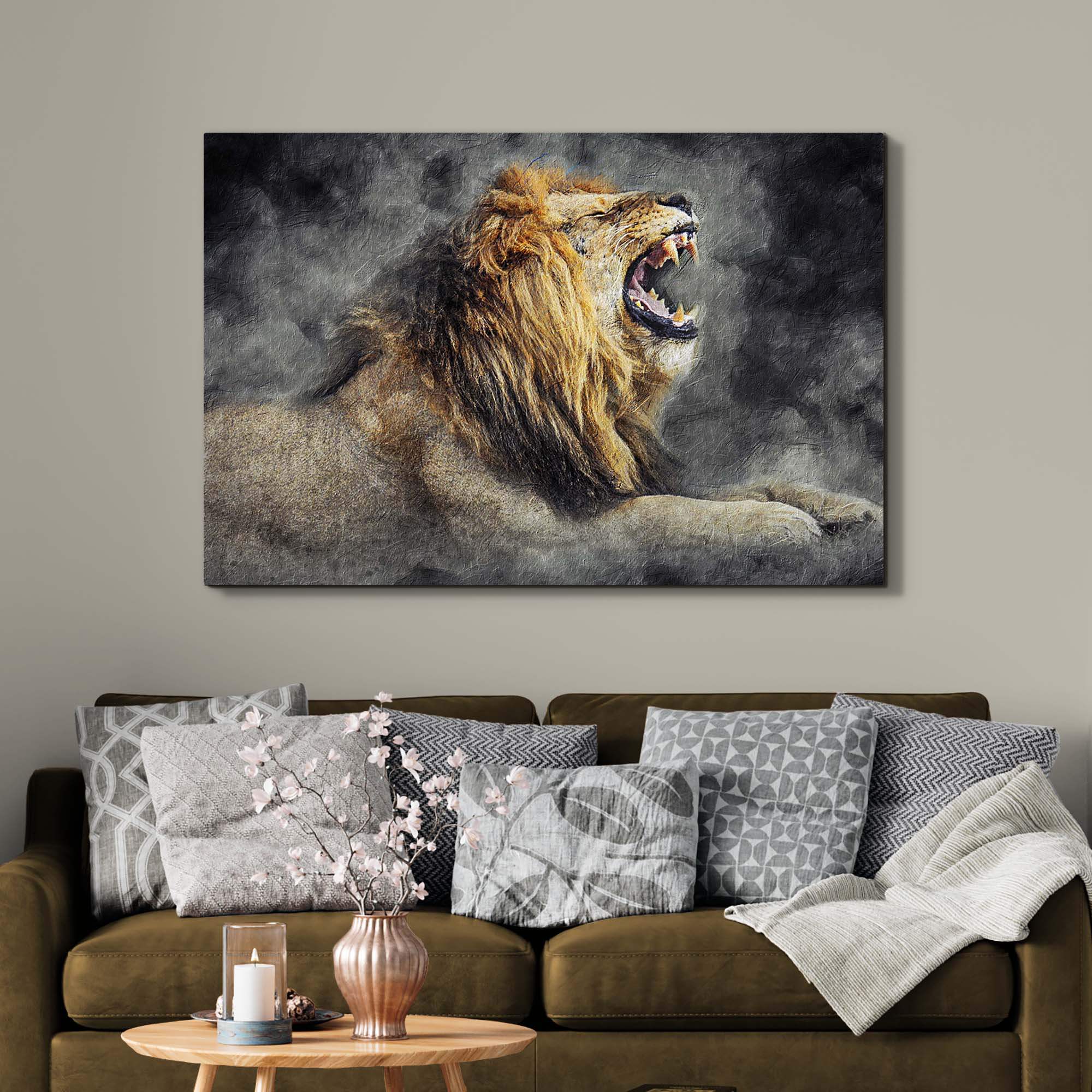 Lion Yawn Painting Canvas Wall Art - Tailored Canvases - Flyclothing LLC