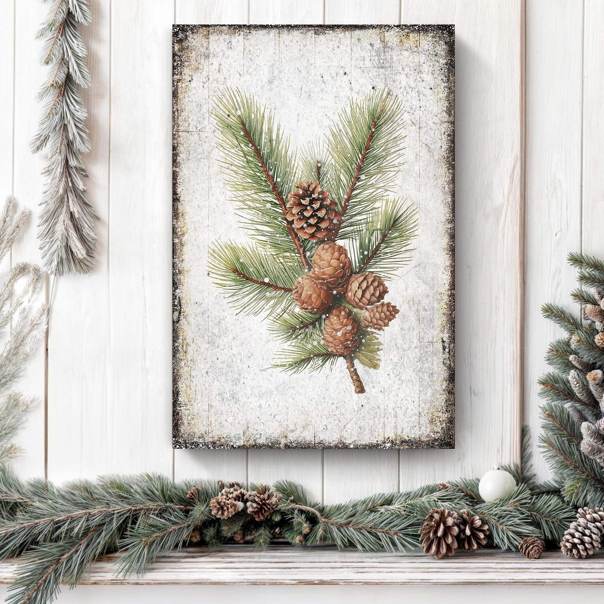 Vintage Winter Pine Cone Christmas Wall Art IV - Tailored Canvases - Flyclothing LLC