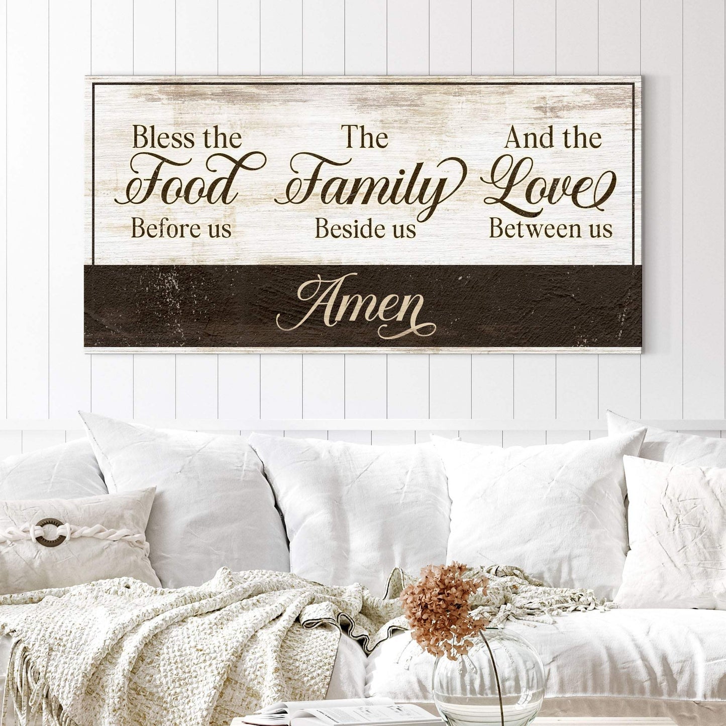 Bless The Food Before Us And The Love Between Us Sign V - Tailored Canvases - Flyclothing LLC