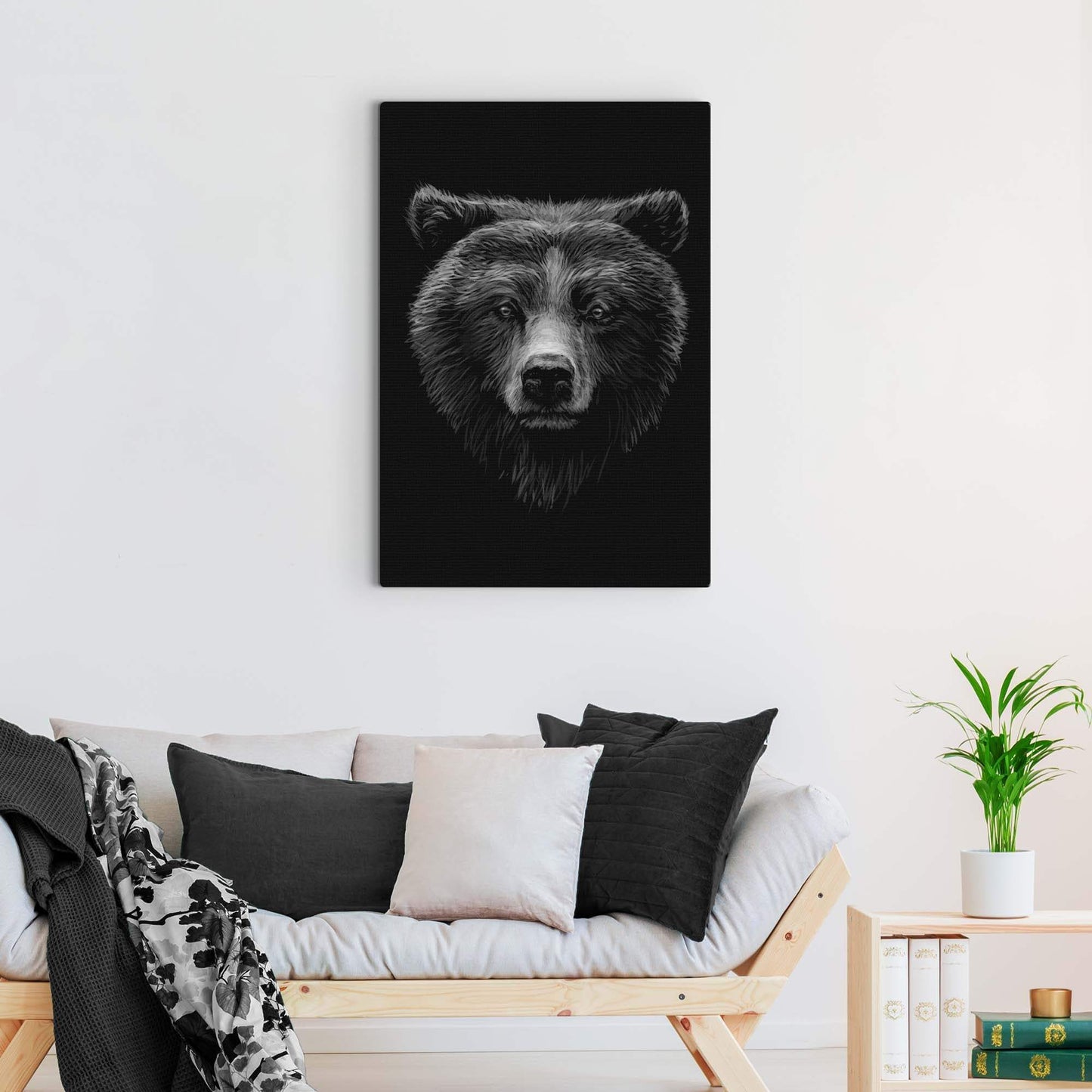 Animals Forest Bear Monochrome Canvas Wall Art - Tailored Canvases - Flyclothing LLC