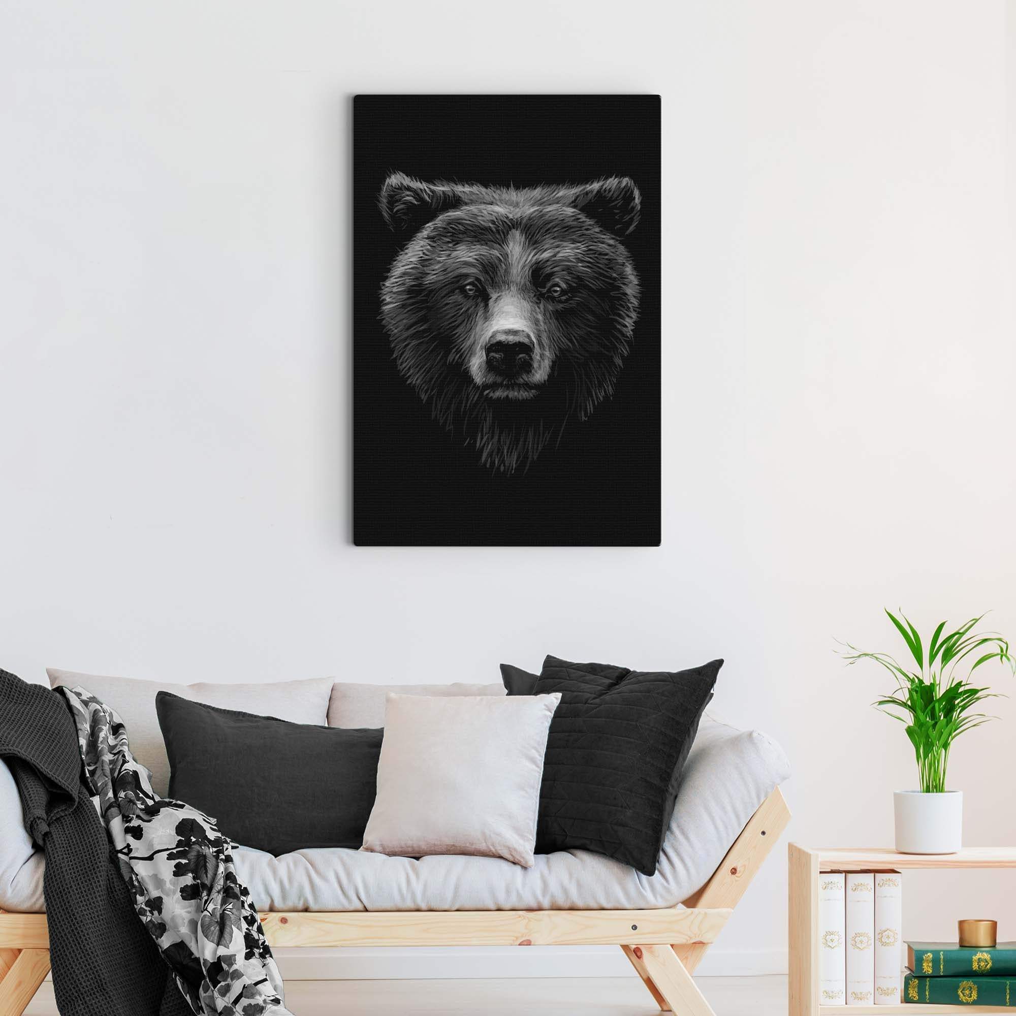 Animals Forest Bear Monochrome Canvas Wall Art - Tailored Canvases - Flyclothing LLC