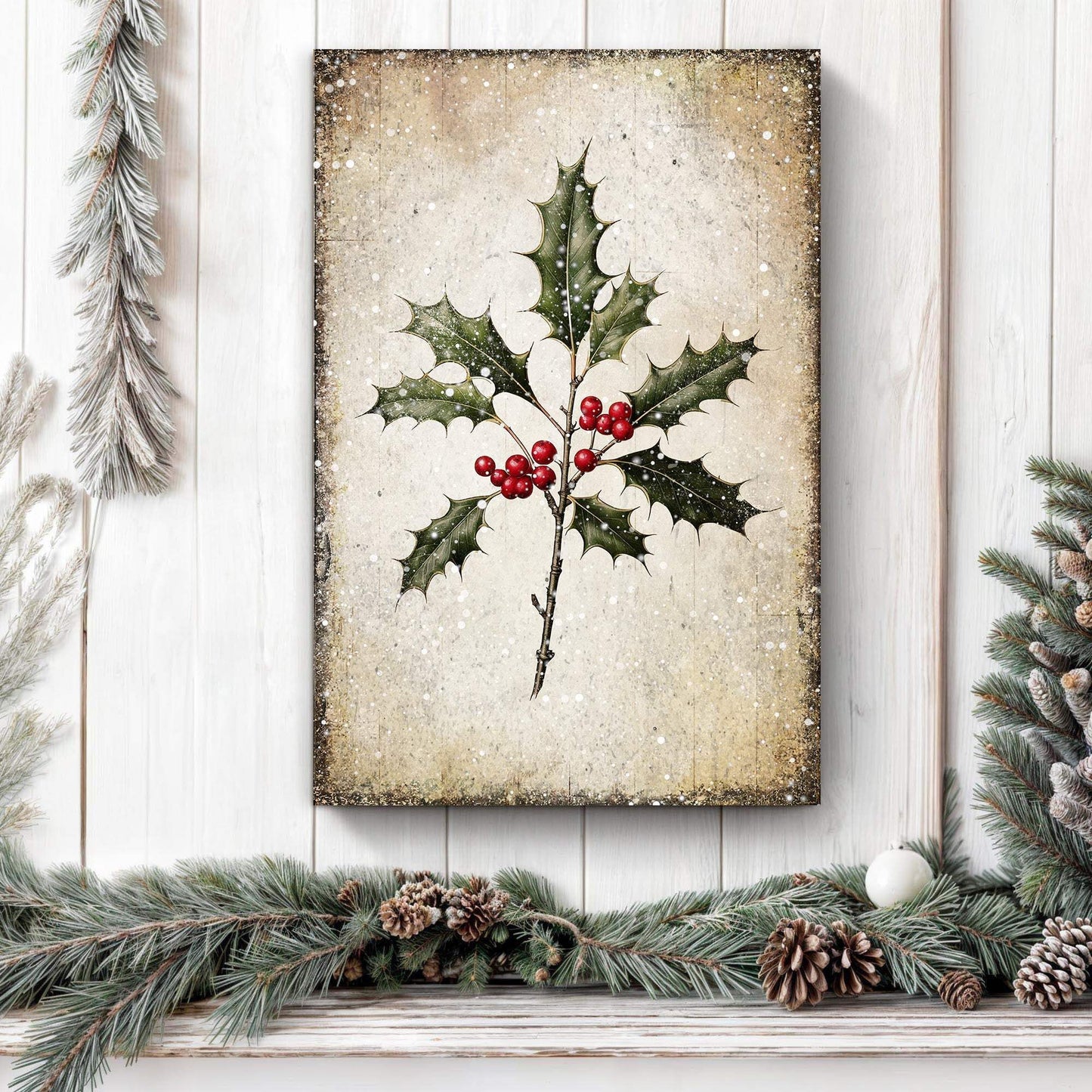 Christmas Holly Wall Art II - Tailored Canvases - Flyclothing LLC