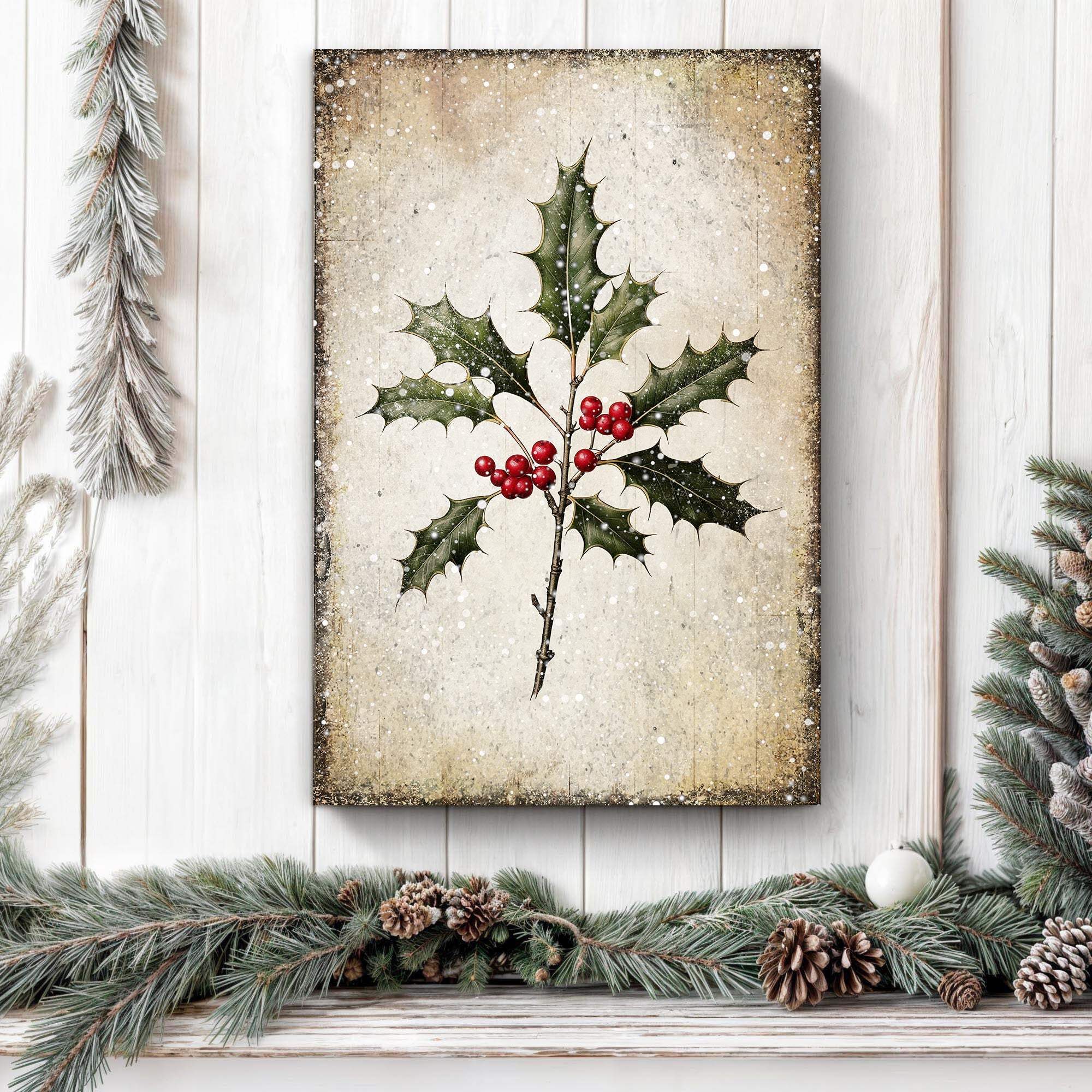 Christmas Holly Wall Art II - Tailored Canvases - Flyclothing LLC