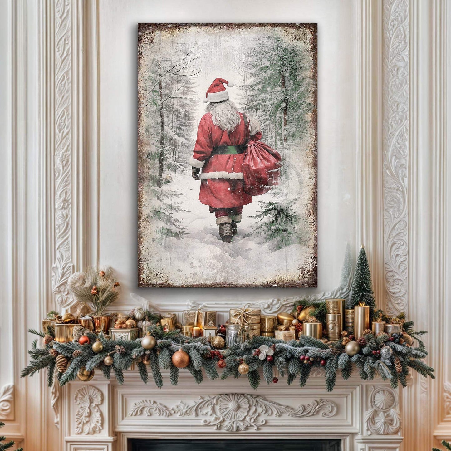 Vintage Christmas Santa Claus Wall Art V - Tailored Canvases - Flyclothing LLC