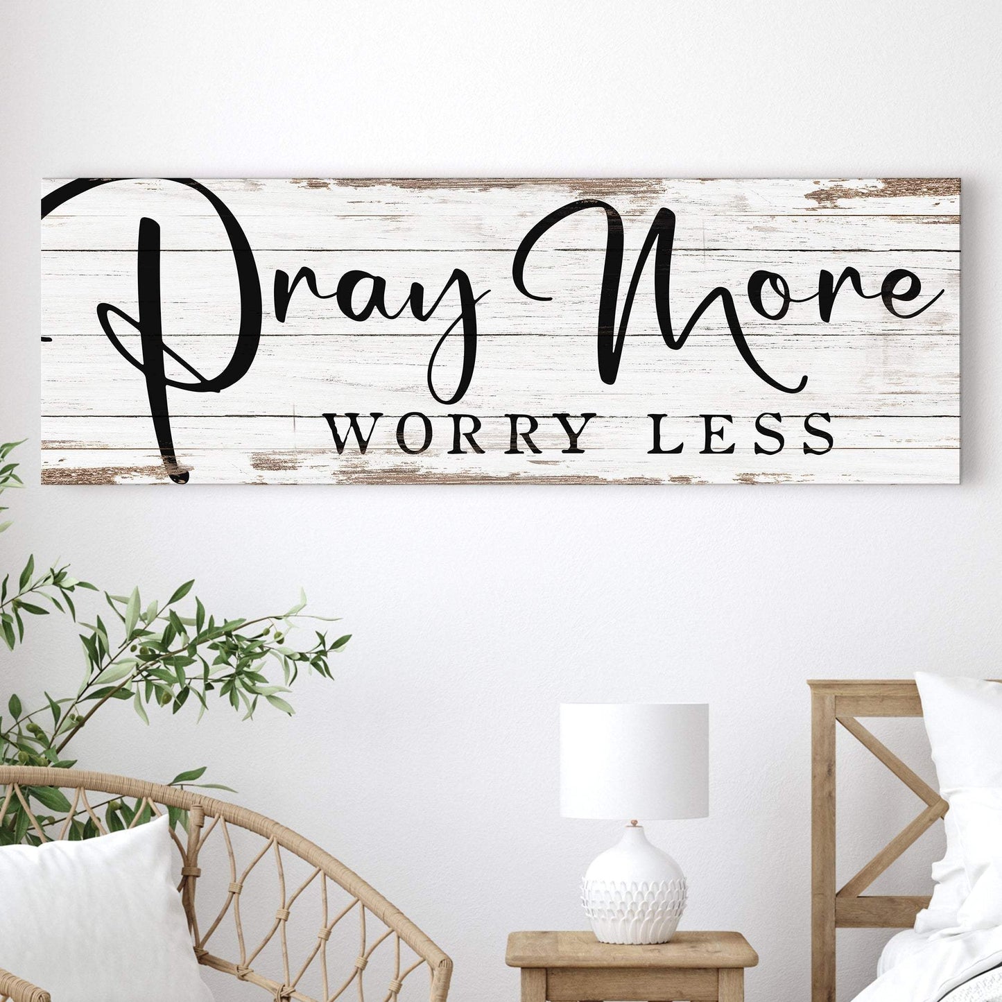 Pray More Worry Less Faith Sign III - Tailored Canvases - Flyclothing LLC