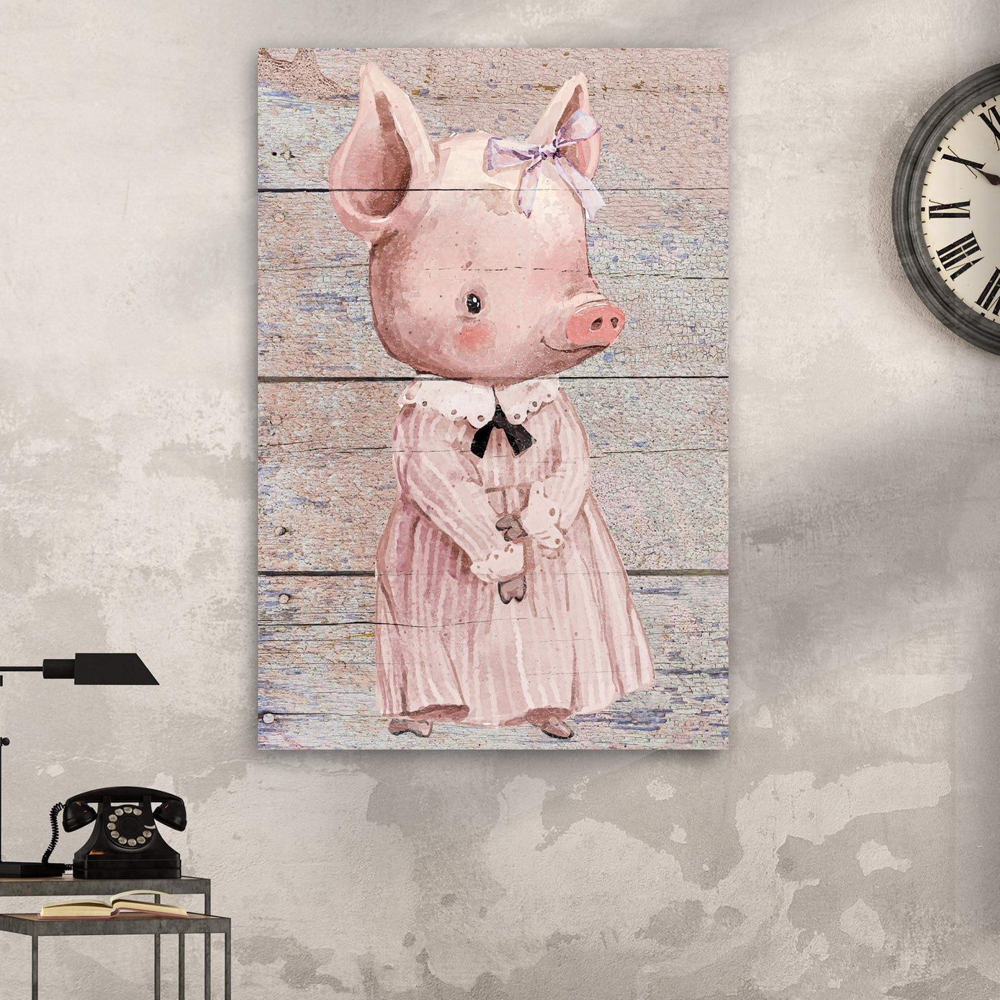 Simple Ribbon Dress Pig Canvas Wall Art - Tailored Canvases - Flyclothing LLC