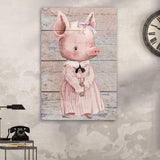 Simple Ribbon Dress Pig Canvas Wall Art - Tailored Canvases - Flyclothing LLC