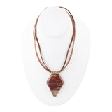 Modern Red Jasper and Golden Pendant Necklace - Barse Jewelry