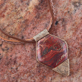 Modern Red Jasper and Golden Pendant Necklace - Barse Jewelry