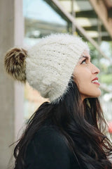 Mohair Fur Knit Pom Beanie - Boho Clothing and Accessories - Flyclothing LLC