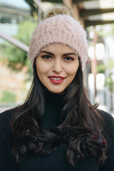 Mohair Fur Knit Pom Beanie - Boho Clothing and Accessories - Flyclothing LLC