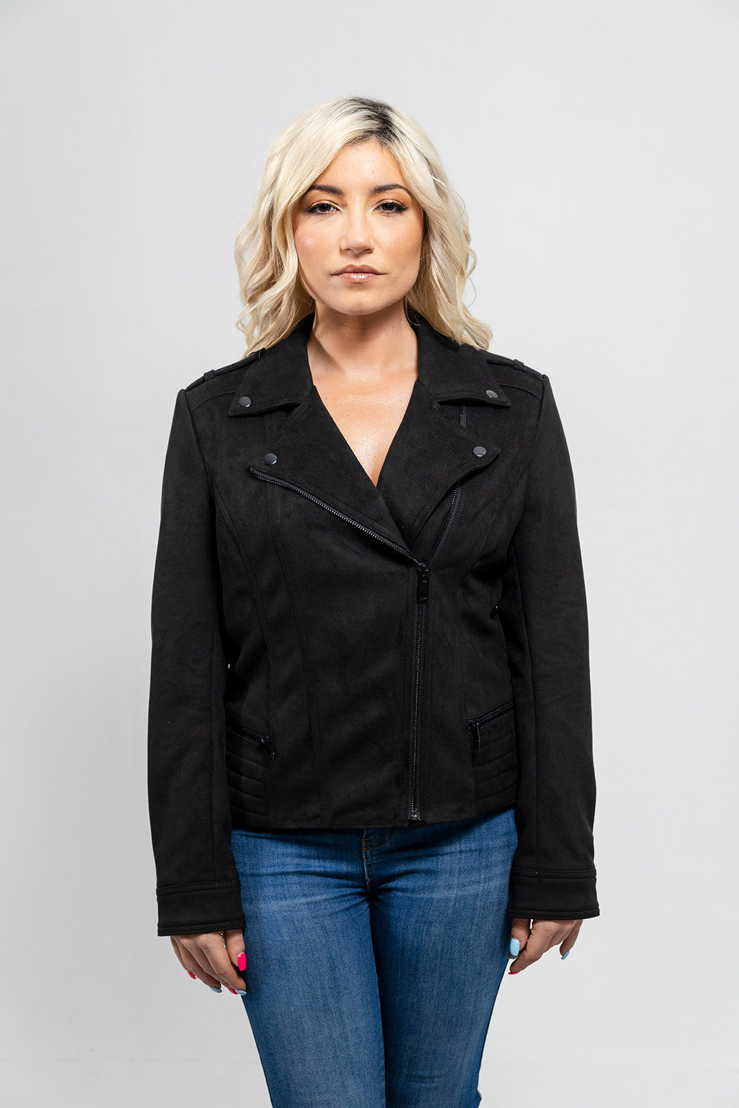 Molly Women's Faux Suede Moto Jacket - Whet Blu NYC - Flyclothing LLC