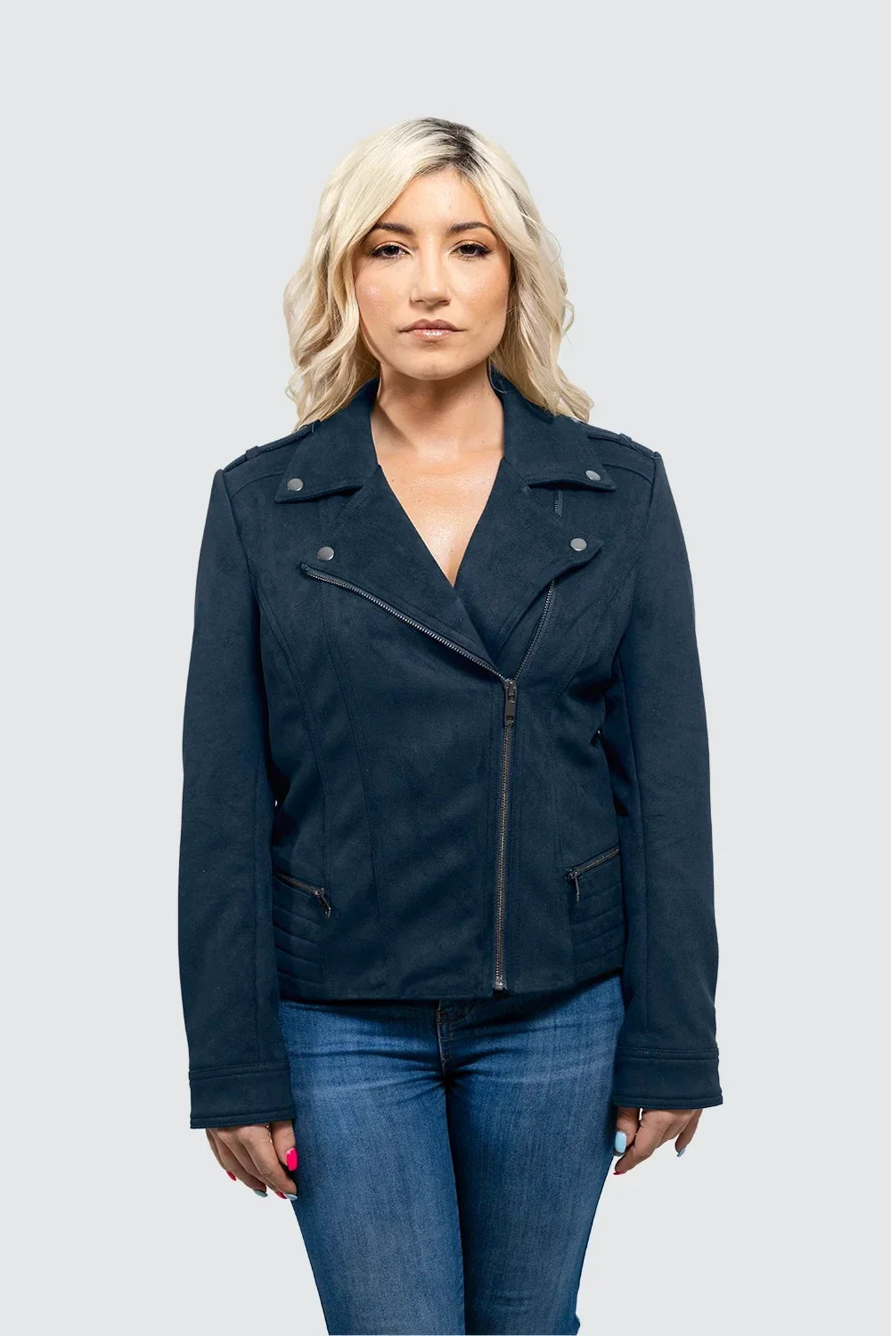 Molly Women's Faux Suede Moto Jacket - Whet Blu NYC - Flyclothing LLC