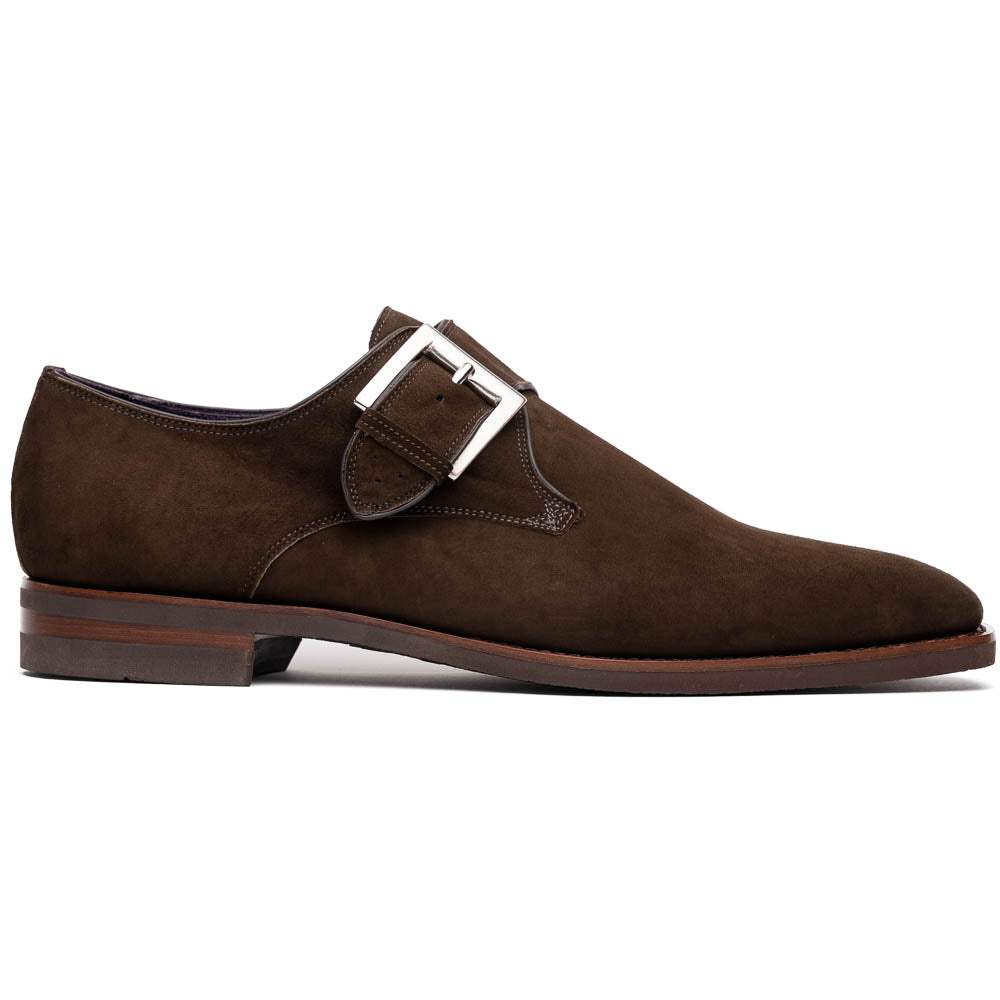 56-110-DBR Hebilla Monk Strap Italian Suede Calfskin Dark Brown - Zelli Italia - Flyclothing LLC